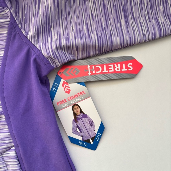 Free Country Girls Purple Softshell Water Resistant Hooded Jacket Size 10/12 - Picture 14 of 15